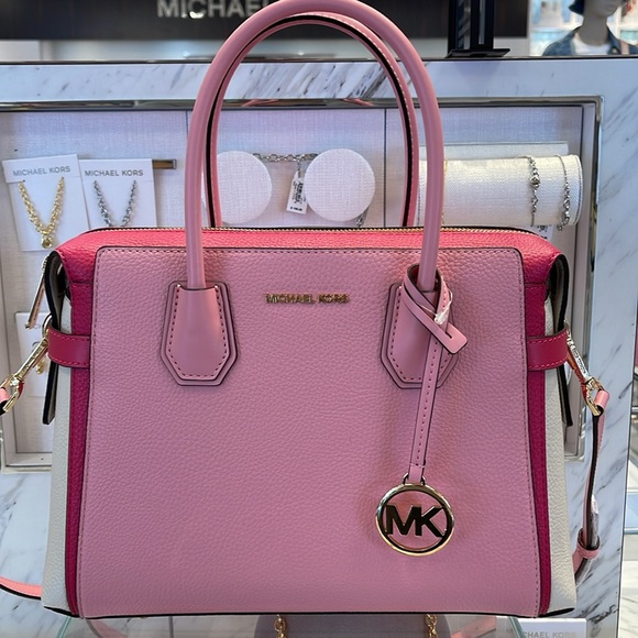 Michael Kors Handbags - MICHAEL KORS
Mercer Medium Top Zip Color-Block Belted Satchel Crossbody Purs
NWT